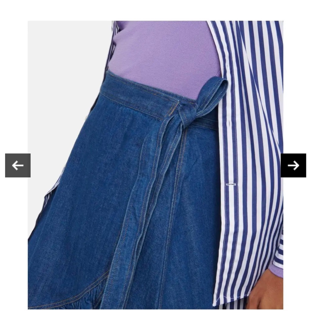 Polo Ralph Lauren ruffled cotton chambray denim wrap skirt NWT adjustable size - Picture 3 of 10